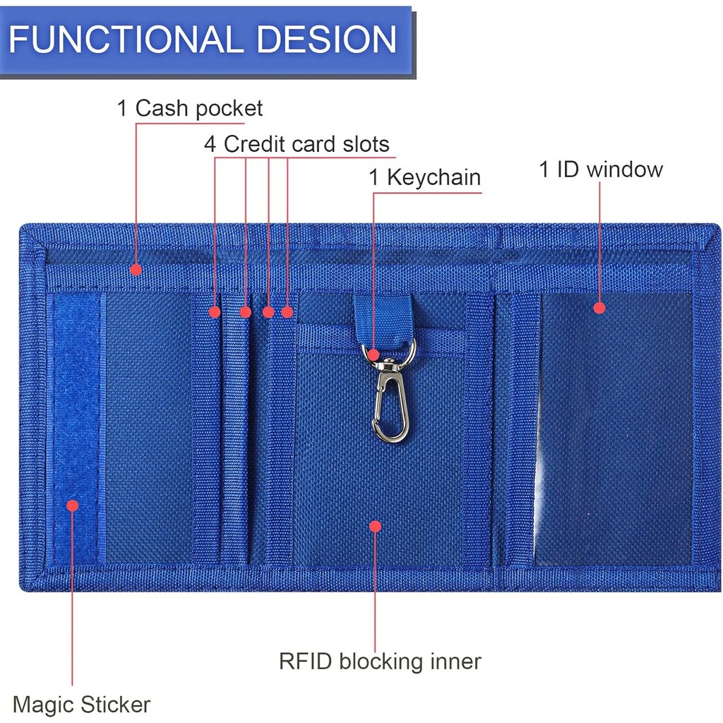 1PC Wallets Slim Wallet Trifold Sports Wallet Outdoor Canvas Wallets With Zipper Travel Coin Purse