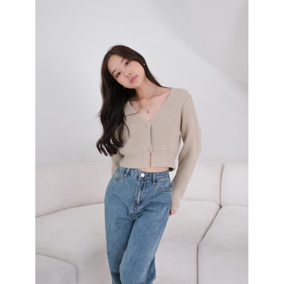 Kiyorawears - Mu Fen Two Button Crop Cardigan Outer Knit Cheongsam Blouse Cny Top Atasan Rajut