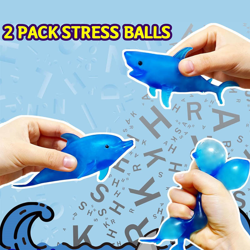 Squishy Shark Stress Balls Dolphin Squeeze Ball Stretchy Stress Squish Ball Sea Animal Squeeze