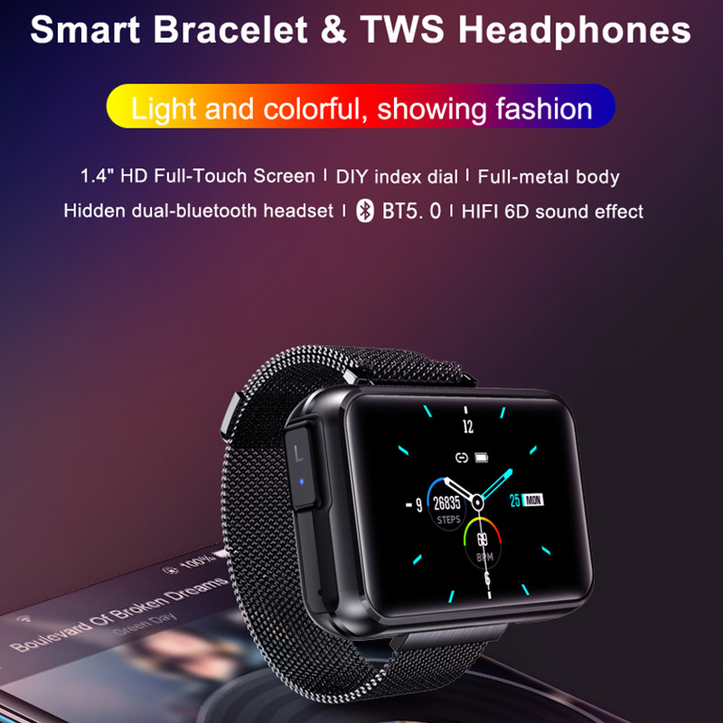 2023 T91 Smart Watch 2 in 1 TWS Wirelss Earphone For Men Blutooth Call Sport Heart Rate Sleep Monito
