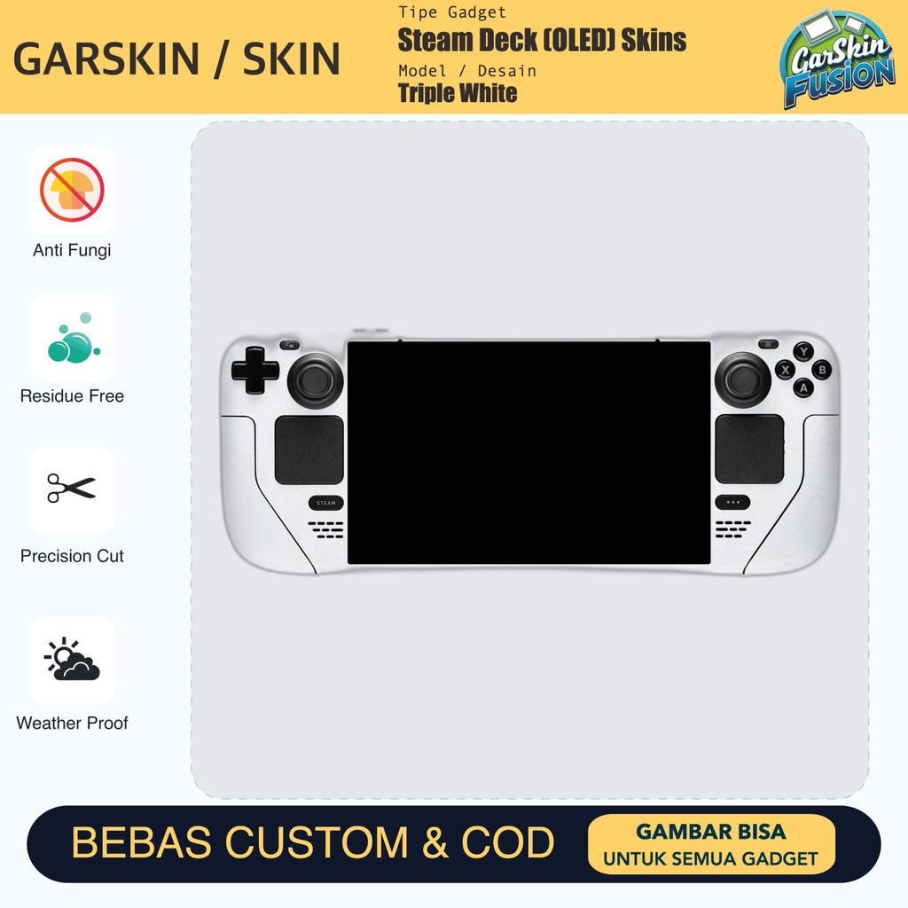 Skin Vinyl Steam Deck (OLED) Triple White Anti Scratch Protector Case | by Fusion | Kode - 1GDJ