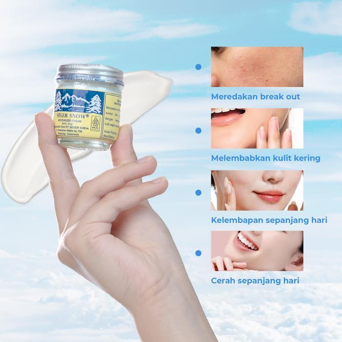 Seger Snow Moisturizer Cream Paket 6pcs x 30gr (Kemasan Botol Kaca) Perawatan wajah Krim pelembab &