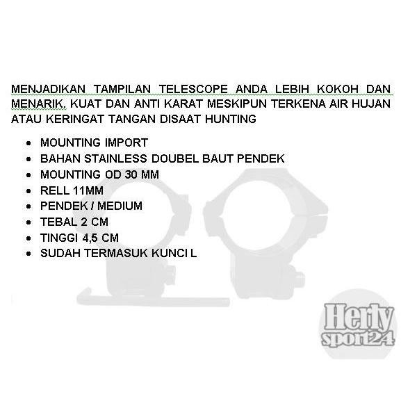 Mounting Pendek Doubel Baut Od 30 Import Anti Karat/ Mounting Teleskop