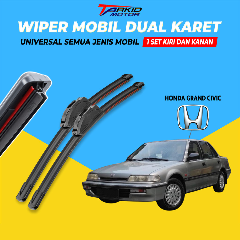 Wiper Blade Honda Grand Civic Double Karet Pembersih Kaca Depan Mobil 1 Set Kiri dan Kanan