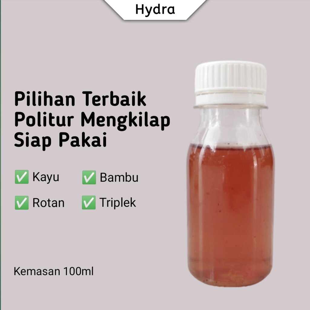 Plitur Vernis Kayu Mengkilap 60ml Kemasan Kecil Cat Politur Kayu Bambu Rotan Triplek Siap Pakai