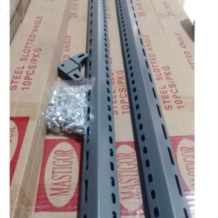 ptm0- 1Dus Isi 10Batang Besi Siku Lubang /Rak Siku Lubang Perbatang 3Meter Paket Murah Isi