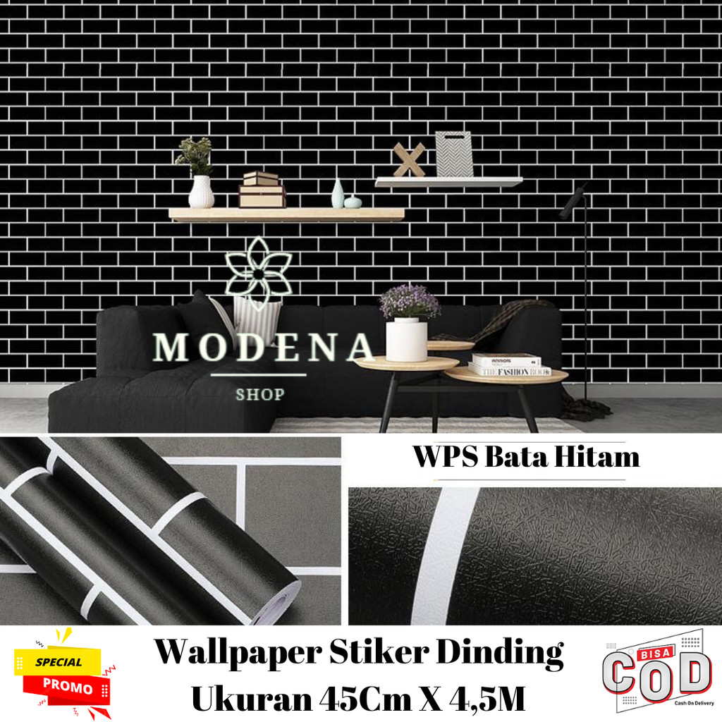 wallpaper promo murah | wallpaper dinding kamar | wallpaper kamar aesthetic | wallpaper bata hitam |