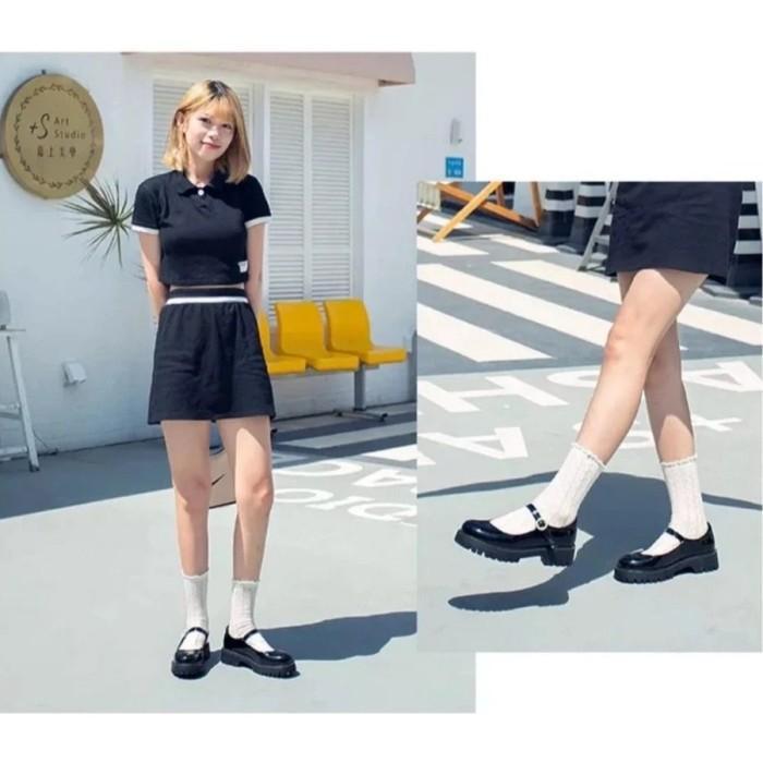 Grosir Sepatu Wanita Premium Hitam Glosy Dockmart Oxford Pantofel Kerja Kantor Pesta Formal Casual