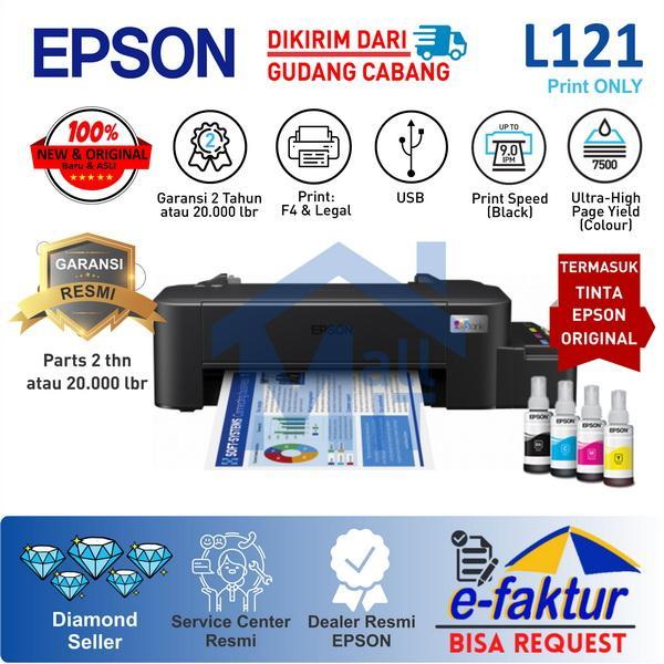 Printer Epson L121 L-121 L 12 A4 Pengganti L120 L-120 Print Only Garansi Resmi Terbaru 