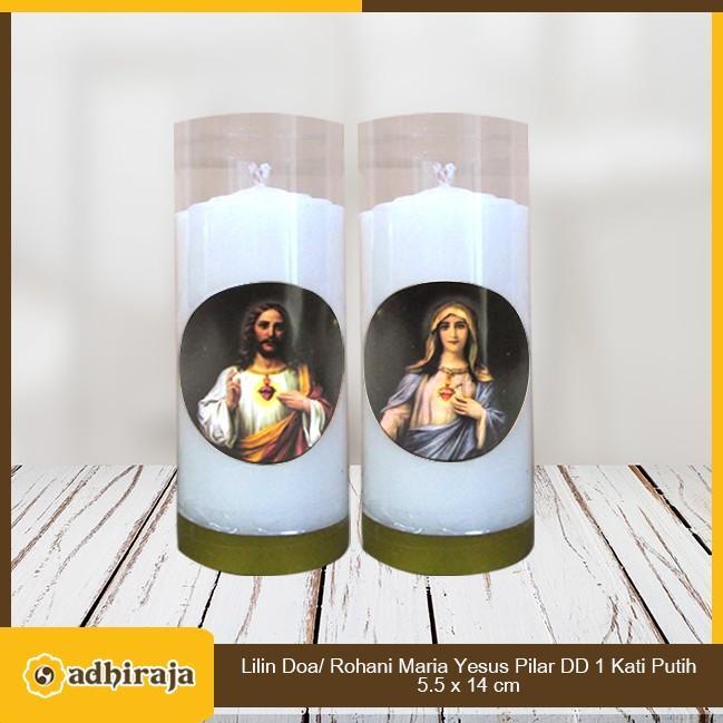 NEW Lilin Ibadah Doa Rohani Yesus Maria Putih Pilar (gambar)