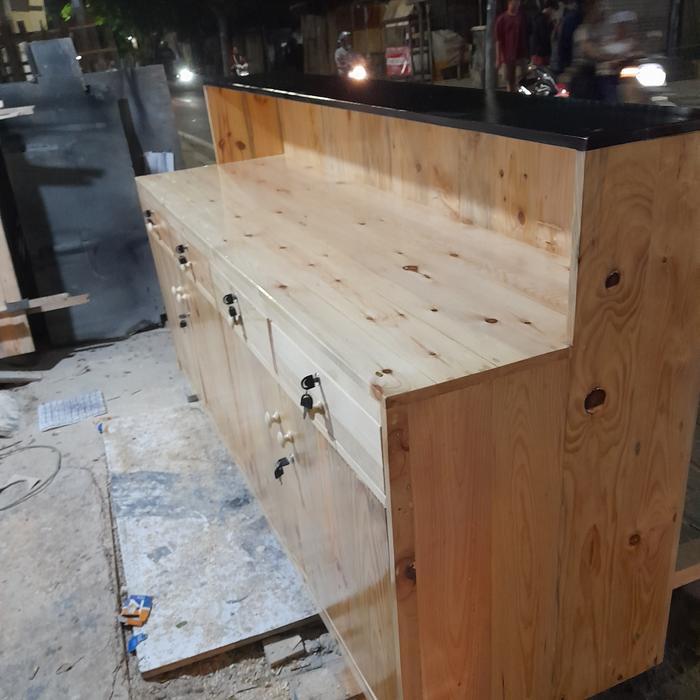 meja kasir kayu 3 meter