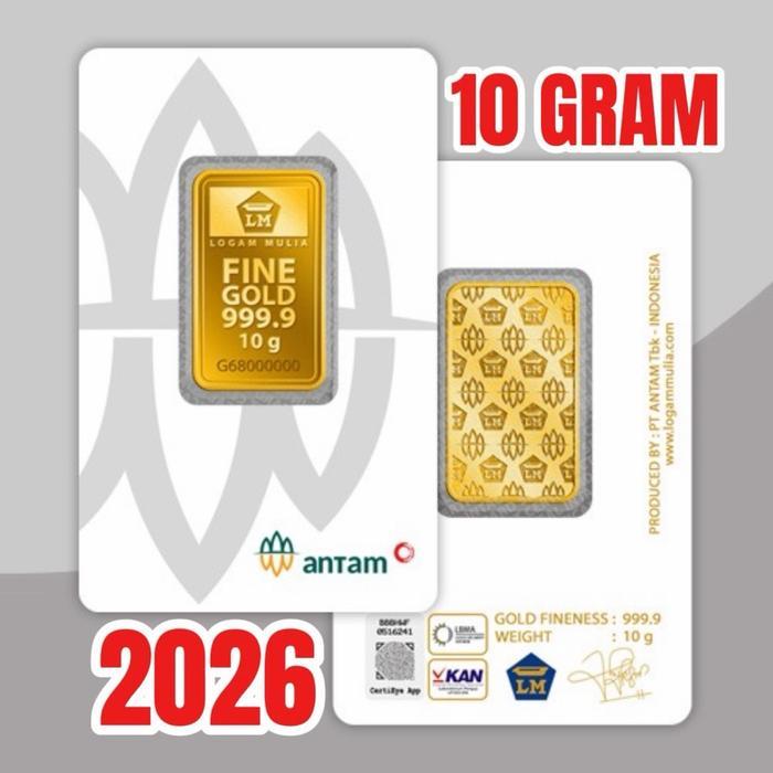 LOGAM MULIA ANTAM CERTICARD 10 gram, LM ANTAM, EMAS BATANGAN KEPINGAN 10 GRAM