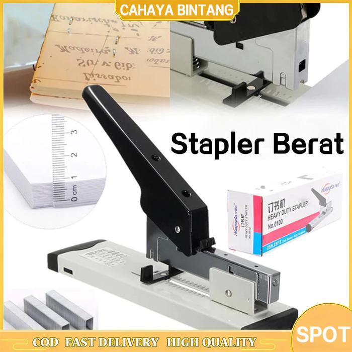 Stapler Logam Heavy Duty Penjilidan Kertas Kapasitas 100 Lembar Cocok untuk Kertas Tebal Stapler