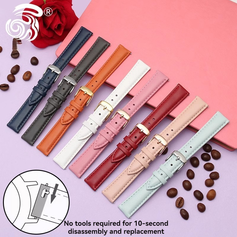Cowhide Strap 12mm 14mm 15mm 16mm 18mm 20mm Quick Release Replace Wrist Strap Men Women tch