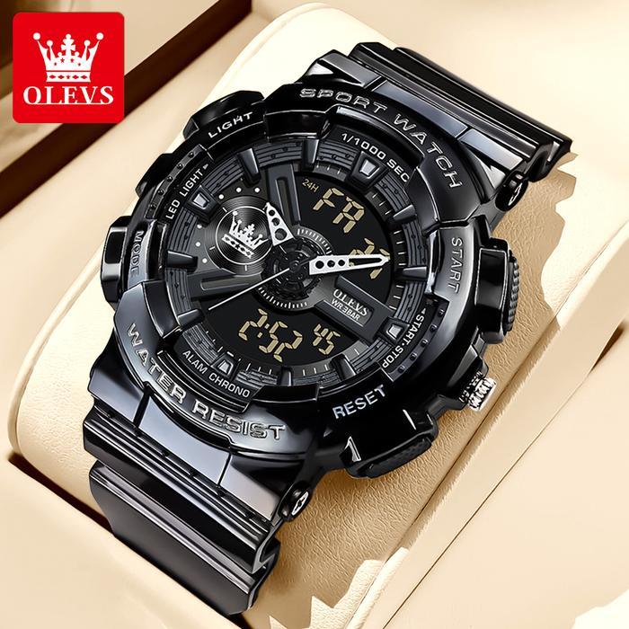 Jam Tangan Kekinian Olevs Jam Tangan Pria Cowok Sport Watch Original Anti Air Tahan Multifungsi Led
