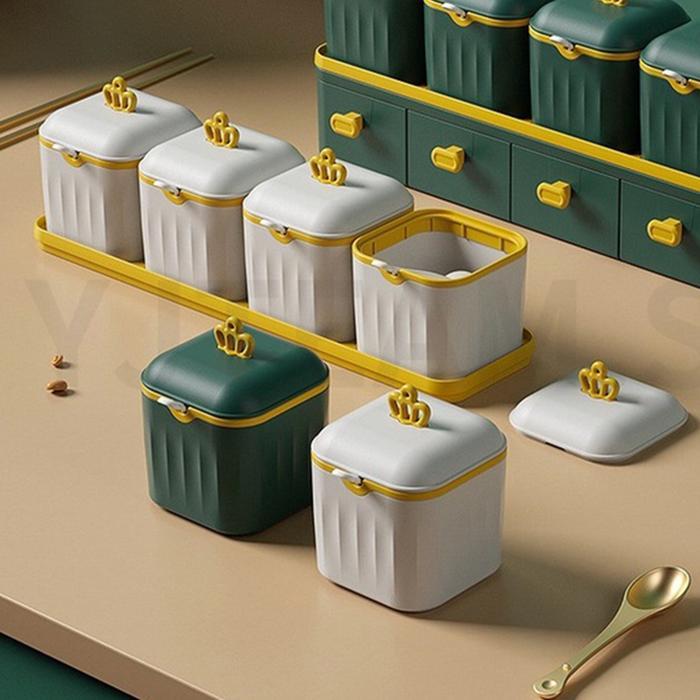 Tempat Bumbu Estetik Tempat Penyimpanan Bumbu Dapur Minimalis Plastik Kitchenware Set Serbaguna