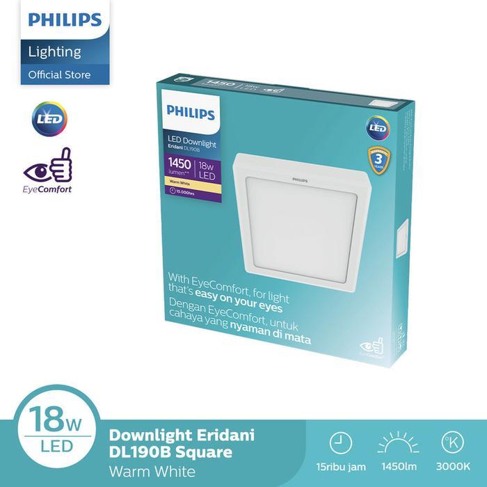 Philips Lampu Downlight Eridani Kotak Outbow Surface 18W D200 3000K Kuning