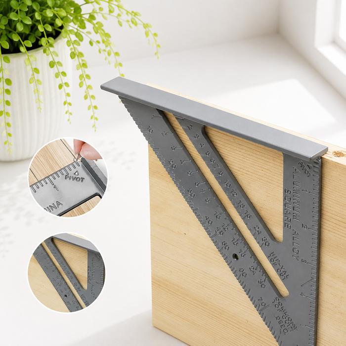 SALE Penggaris Siku Segitiga 7 Inch Aluminium Multifungsi Presisi untuk Pertukangan Kayu