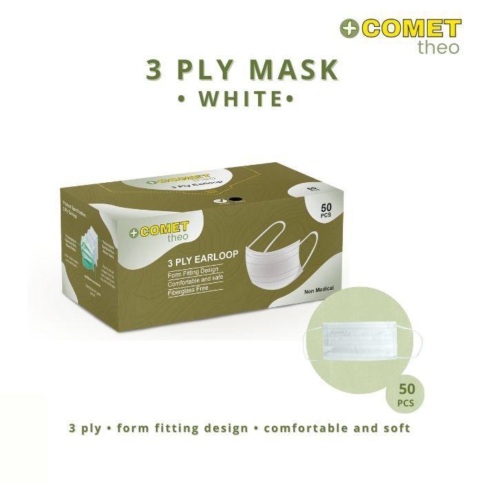 Masker Earloop Comet Theo (3Ply) Putih