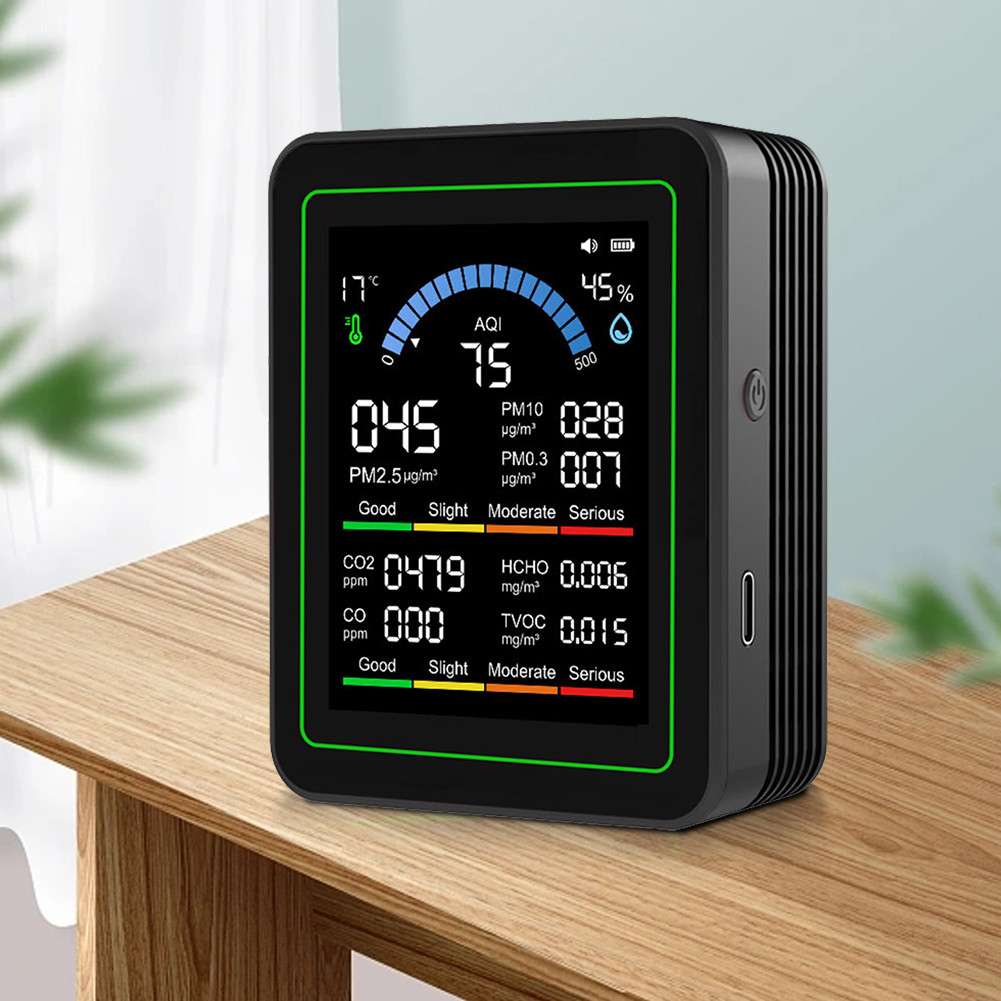 10in1 Air Quality Monitor RealTime HHO Detetor with Display Temperature Humidity Detetor for Home