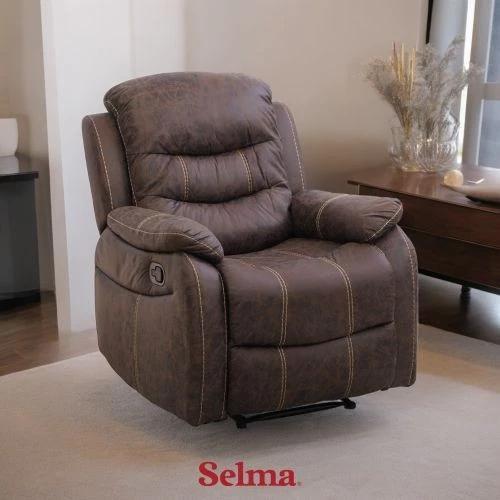 Sofa Recliner Fabric 1 Seater - Cokelat#sofa single nyaman