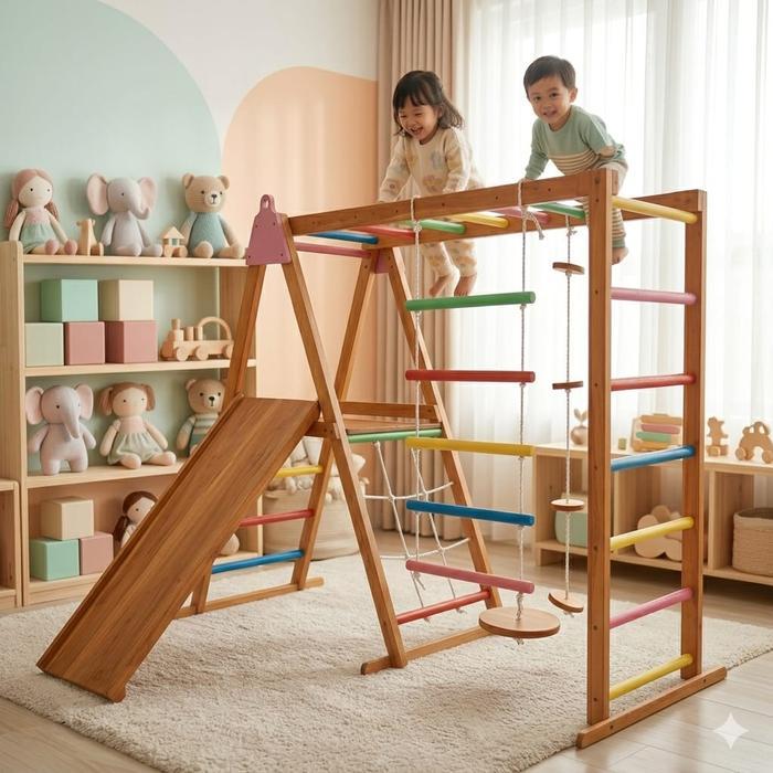 Gratis Ongkir Playground Mainan Anak Kayu Outdoor Indoor Brakiasi Kubus Double Wall Climbing &