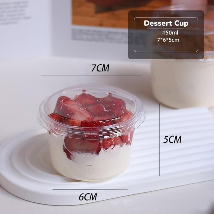 50PCS Kotak Dessert Puding Jelly Cup + Tutup Gelas Cangkir Cup Dessert Box Mini 150ML Kotak Dessert