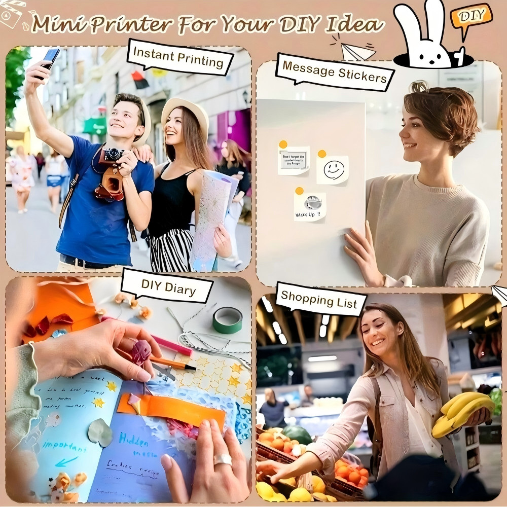 A Portable Wireless Mini Printer Wireless Photo, Label, Memo Printer, Compact Thermal Printer