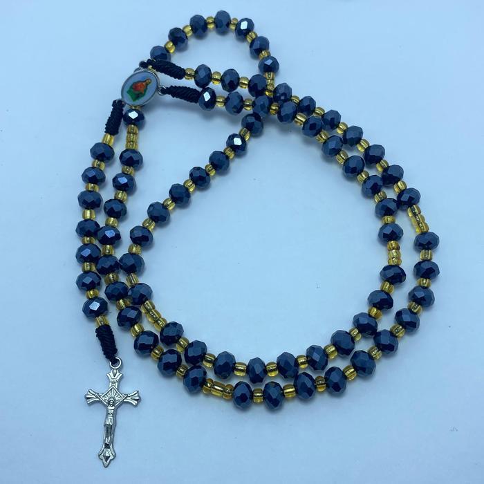 Kalung Rosario 77 Bapa Kami Kristal Ceko Hitam Shimmer Premium