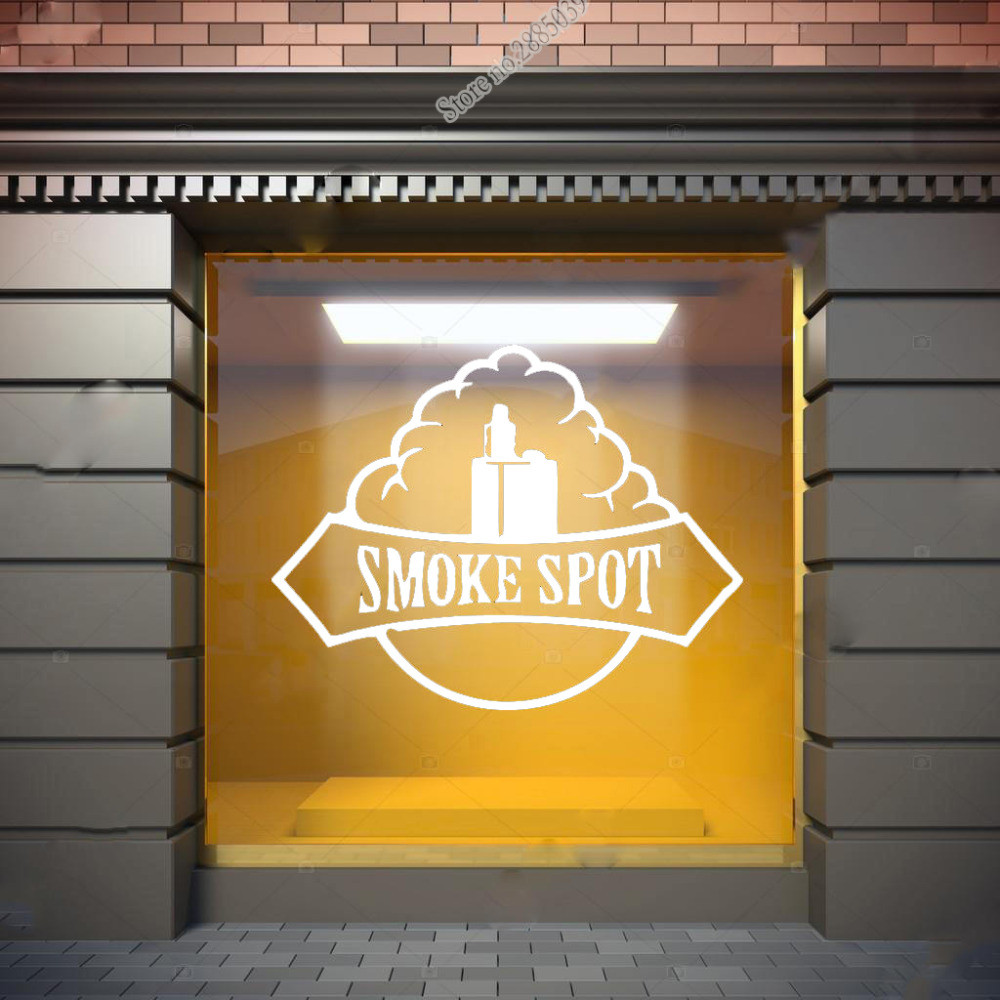 Smoke Spot Wall Window Decal Sticker Vape Shop Vinyl Smokes Store Logo Waterproof Wall Decals Creati