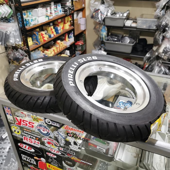 Velg Tubeless Vespa ML polish V.3 GS Ring 10 set Ban Pirelli SL 26