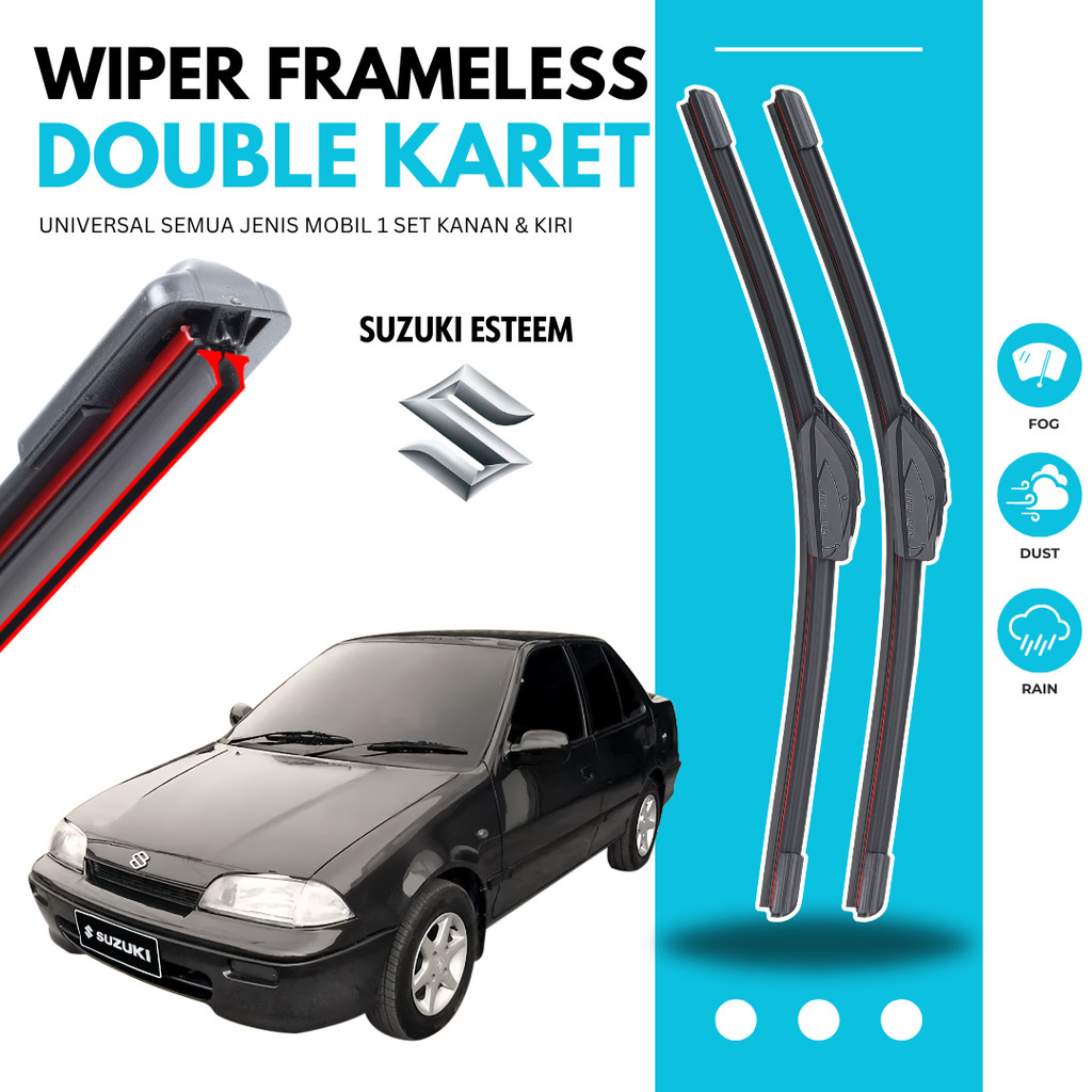 Wiper Premium Suzuki Esteem Double Karet Pembersih Kaca Depan Mobil 1 Set Kiri dan Kanan