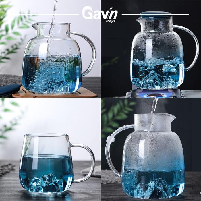 Bisa Termin Teko Glass Set Pitcher Minuman 1800Ml Peralatan Minum Gift Set Unik