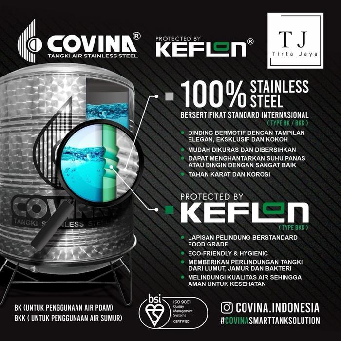 Do- Tangki Air COVINA STAINLESS STEEL CT 500 BK BKK Tandon Air Toren Air