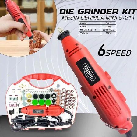 kencana REAlIM Bor Mini Set Lengkap 211PCs + Mata Bor Besi 1 Set - Mesin Gerinda & Ukir Multifungsi
