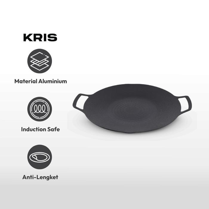 KIRIMCepAt- Azko Kris 33 Cm Wajan Panggangan Datar Grill Pan Teflon Panggang Anti Lengket