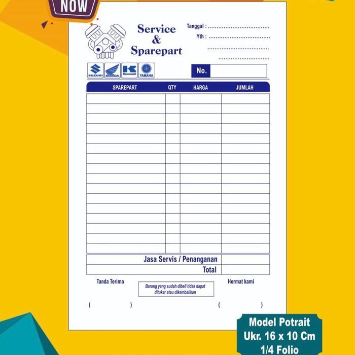 [READYSTOCK] Nota Bon Bengkel / Toko Sparepart & Service / Invoice Servis Motor Mobil Suku Cadang