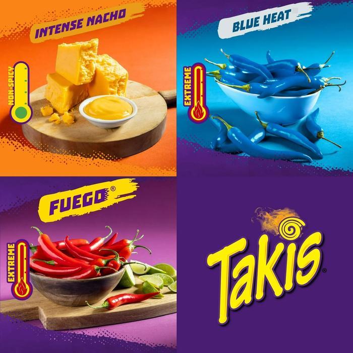 Ready Takis 92,3 Gr Fuego - Blue Heat - Intense Nacho Cheese Rolled Tortilla Chips Snack