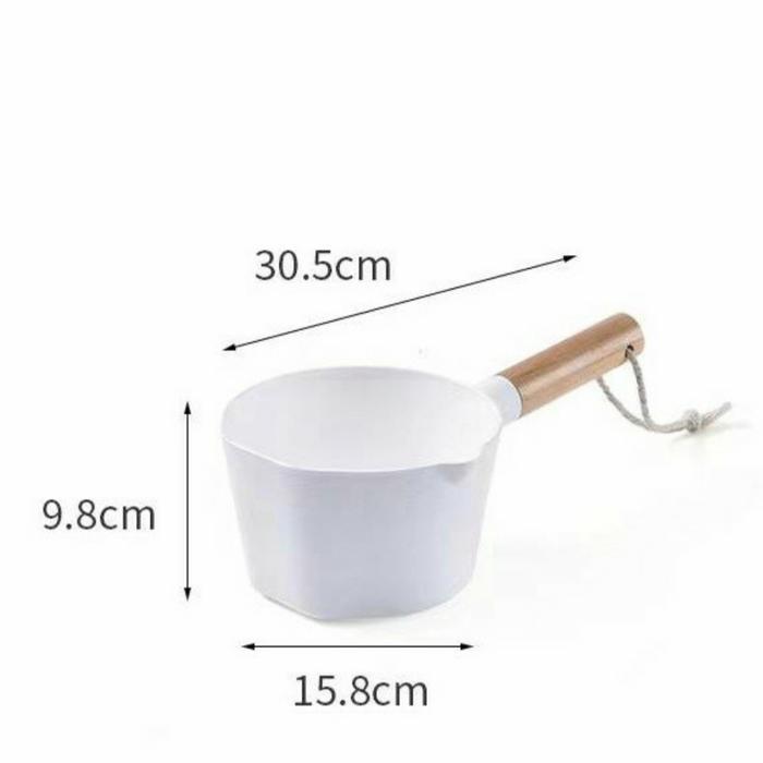 Gayung Air Putih Gagang Kayu Gayung Minimalis Estetik Gayung Mandi Gayung Air Dapur