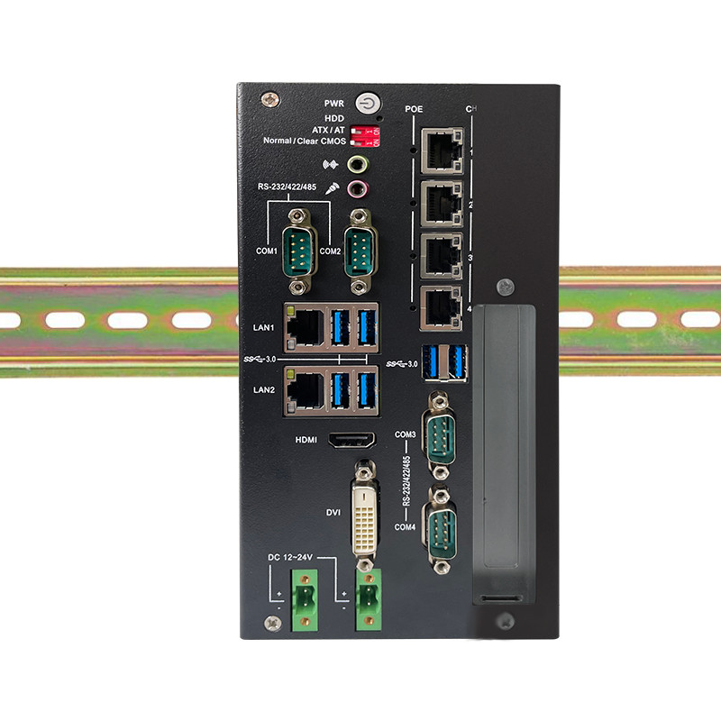 Fanless Din Rail  Embedded IPC  industrial computer   Support 6 / 7 / 8 / 9th Intel  LGA 1151 CPU   