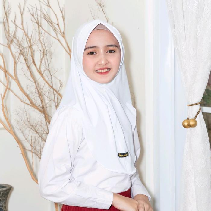 TERMURAH jilbab sekolah anak sd krudung instan hijab bergo Muslim Kerudung non Serut Hitam Putih