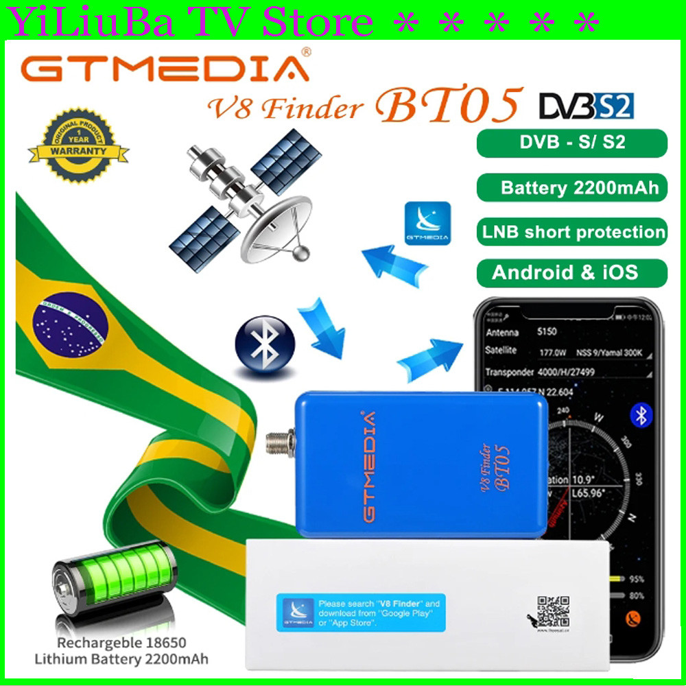 [Genuine]Mini Satellite Finder GTMEDIA V8 Finder BT05 DVB-S2 BT Sat-Finder Support Android IOS