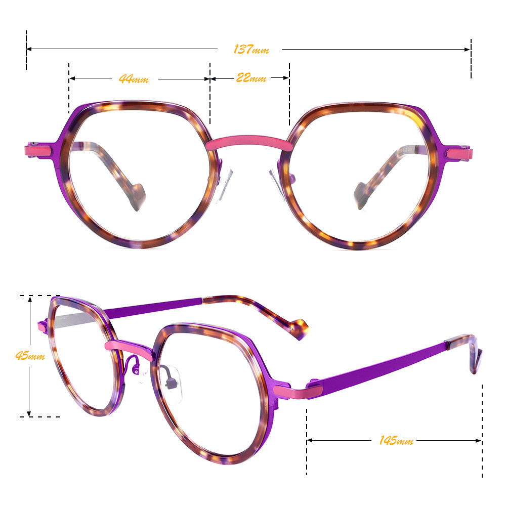 VZONE Luxury Acetate Metal Frames for Prescription Glasses Unisex Geometric Square Horn Rimmed Look
