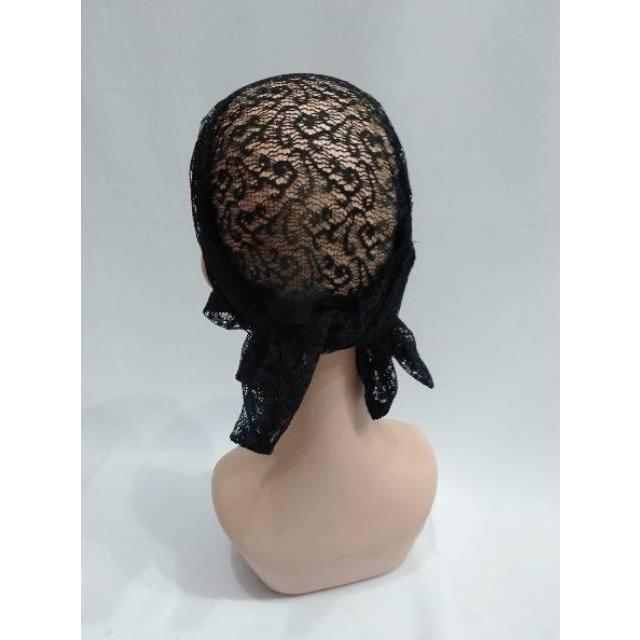 T26 Ciput inner iket brukat renda tali iket iner renda daleman jilbab kerudung atau mukena Hitam