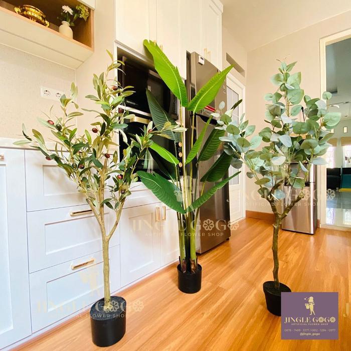 DISKON Pohon Artificial Tinggi - Pohon Olive Artificial - Pohon Plastik Besar Sudut Rumah - Pohon