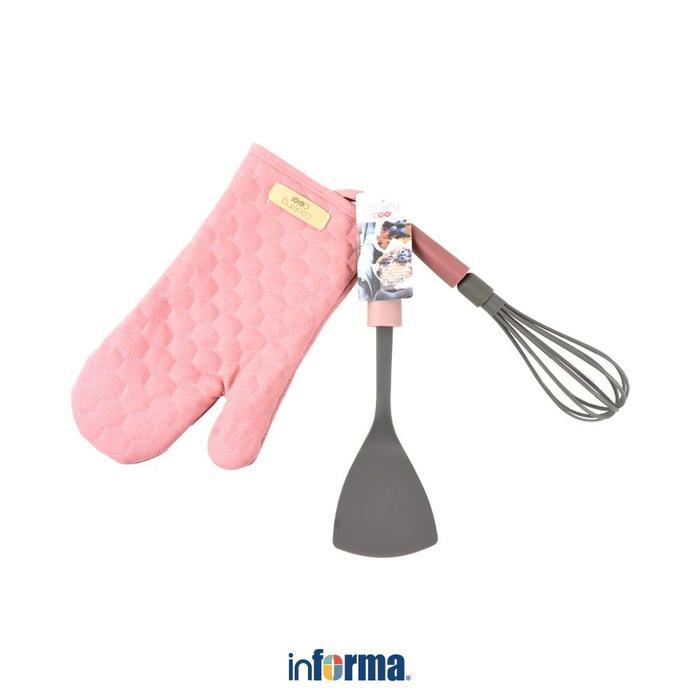 Informa Cooking Color Prun Spatula & Sarung Tangan Set 3 pcs Kitchen Utensil Tool Culinary