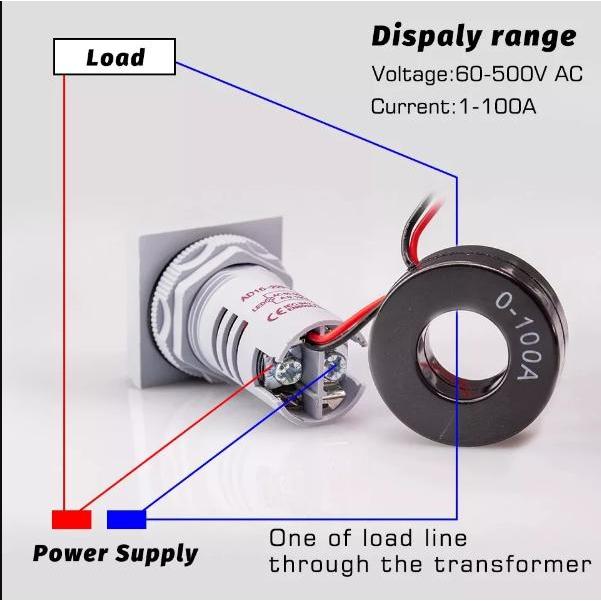 Pilot Lamp VoltMeter AMPERE Frekuensi Meter Digital HERTZ AC 3 in 1