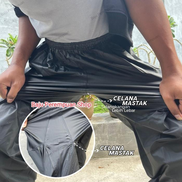 Ready Setelan Jas Hujan Ponco Lengan + Celana Pvc 100% Waterproof Bahan Mirip Axio Dewasa Ukuran