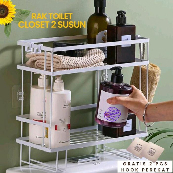 Ikea - Rak Toilet 2 Susun, Rak Kamar Mandi 2 Susun, Rak Closet 2 Susun Dapat Disesuaikan Besi Anti