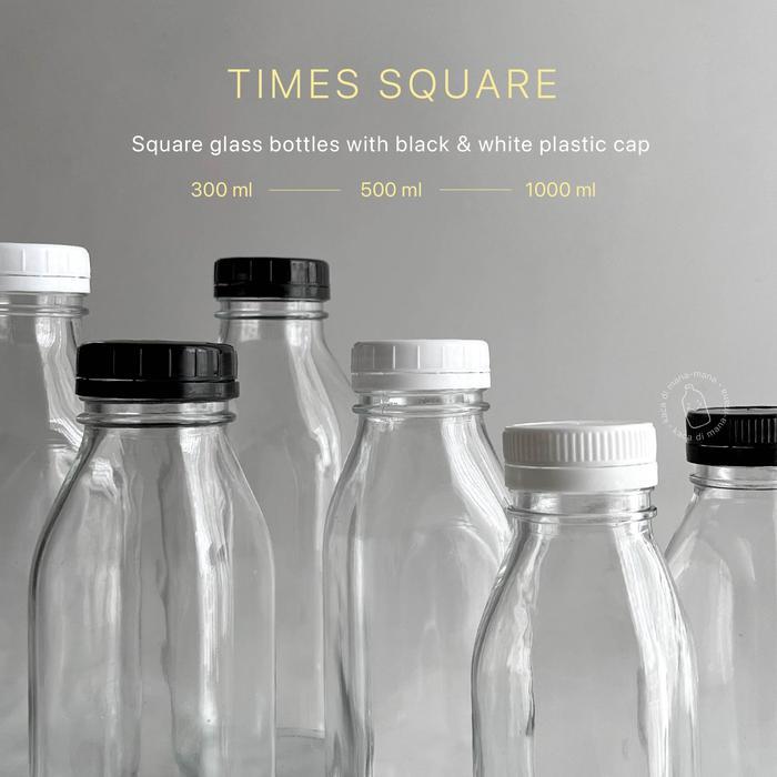 Botol Kaca Times Square 300Ml 500Ml 1 Liter - Botol Juice Kopi - Kotak